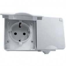 Πρίζα Σούκο με Καπάκι 2Θ. 16A Γκρί Επίτοιχη IP65